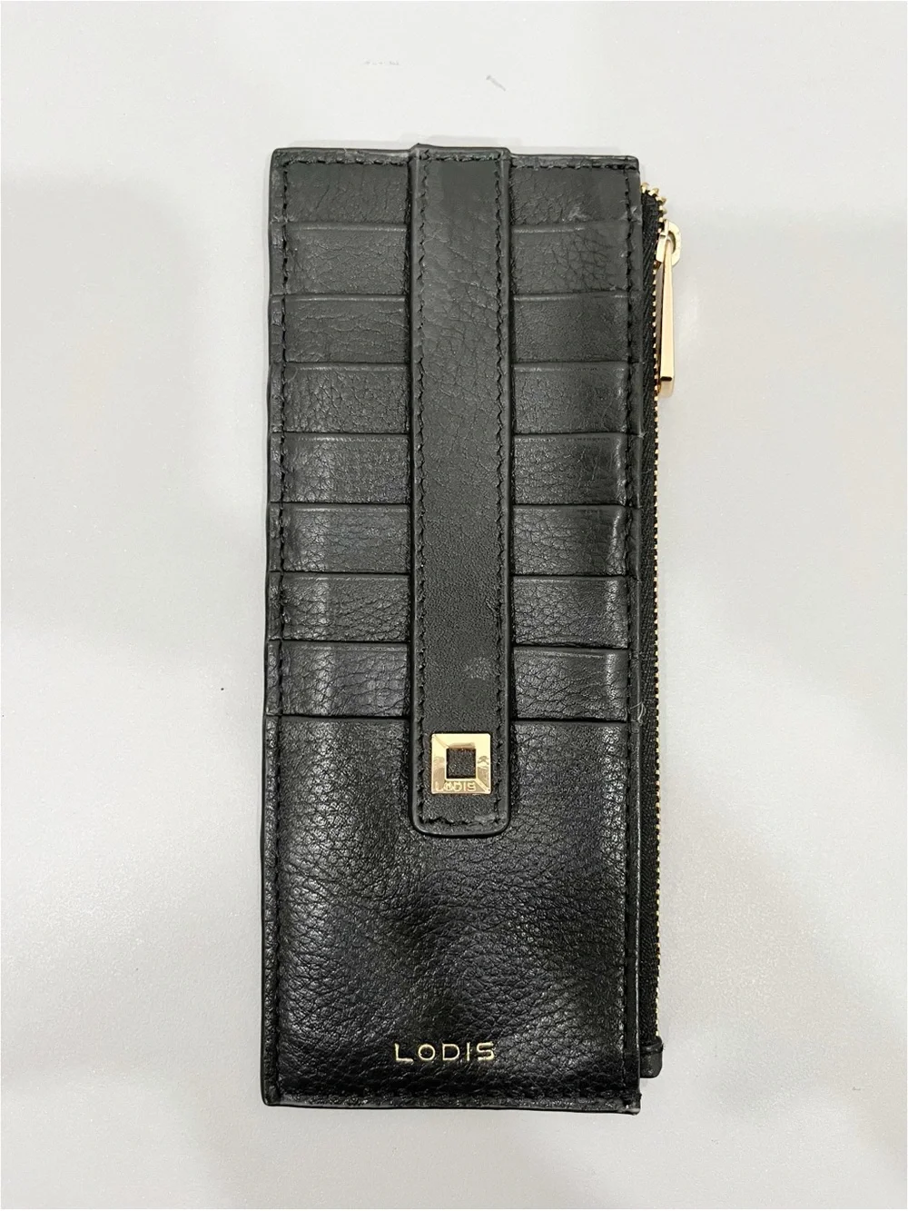 NWT Lodis Julia Long Stacker Wallet Black Pebbled Leather RFID Card Case